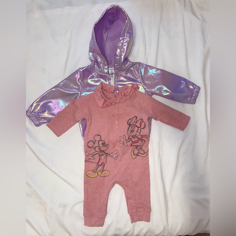 BUNDLE GIRL Iridescent Purple Hooded Jacket SHEIN+ play suit Disney size 6-9 M